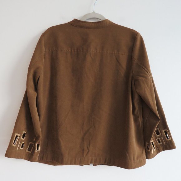 BOB MACKIE Wearable Art Tile Cut Out Mole Skin Zip Front Jacket - Size M - Picture 10 of 14